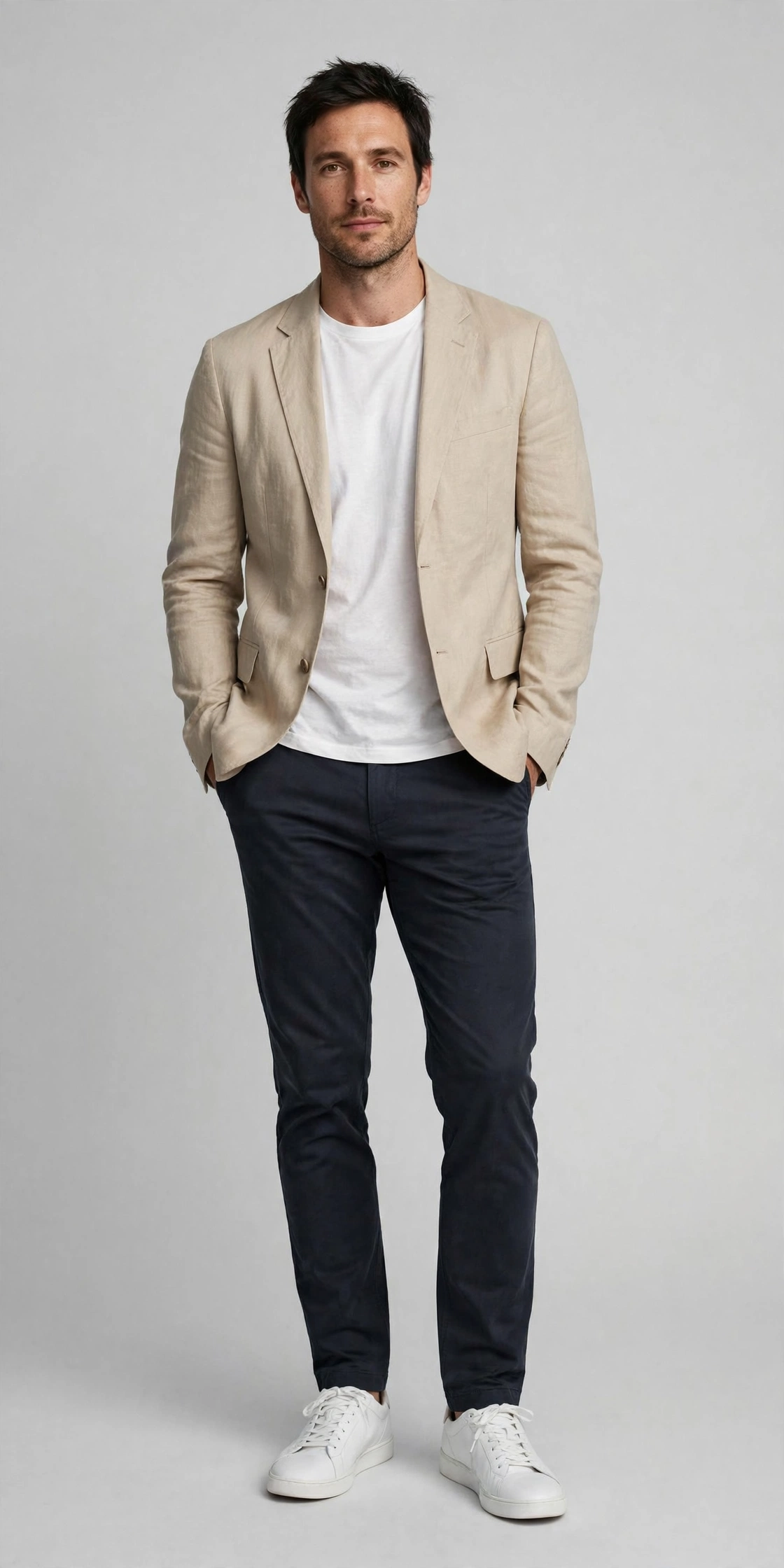 Style inspiration: a smart casual outfit on a model in a studio